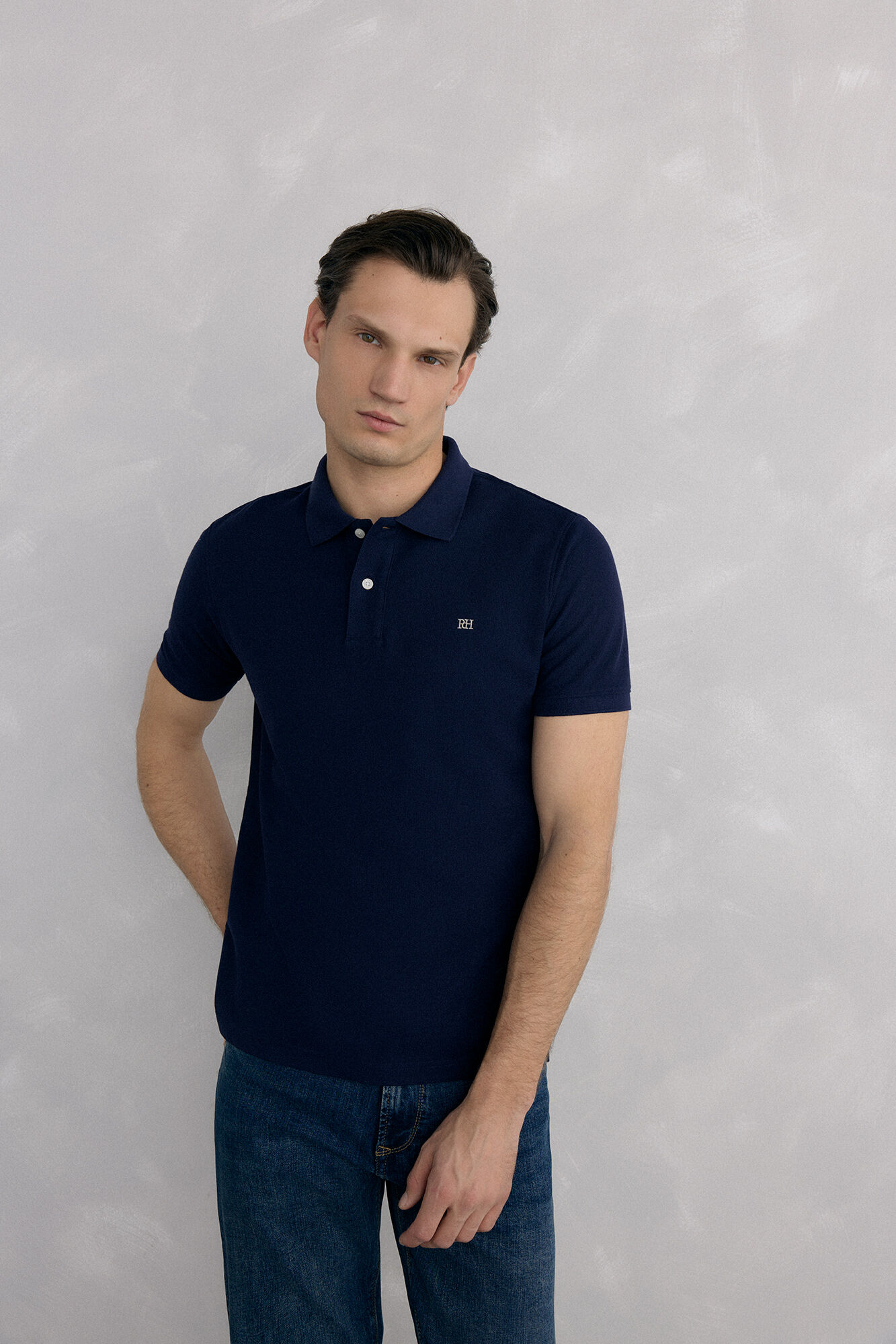 Pedro del Hierro Basic piqu&eacute; polo shirt Blue
