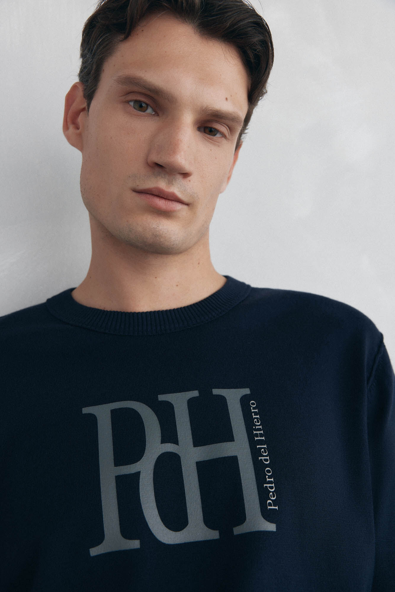 Pedro del Hierro Big logo fine jersey-knit sweater  Blue
