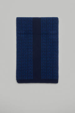 Pedro del Hierro Striped knit scarf with logos Blue