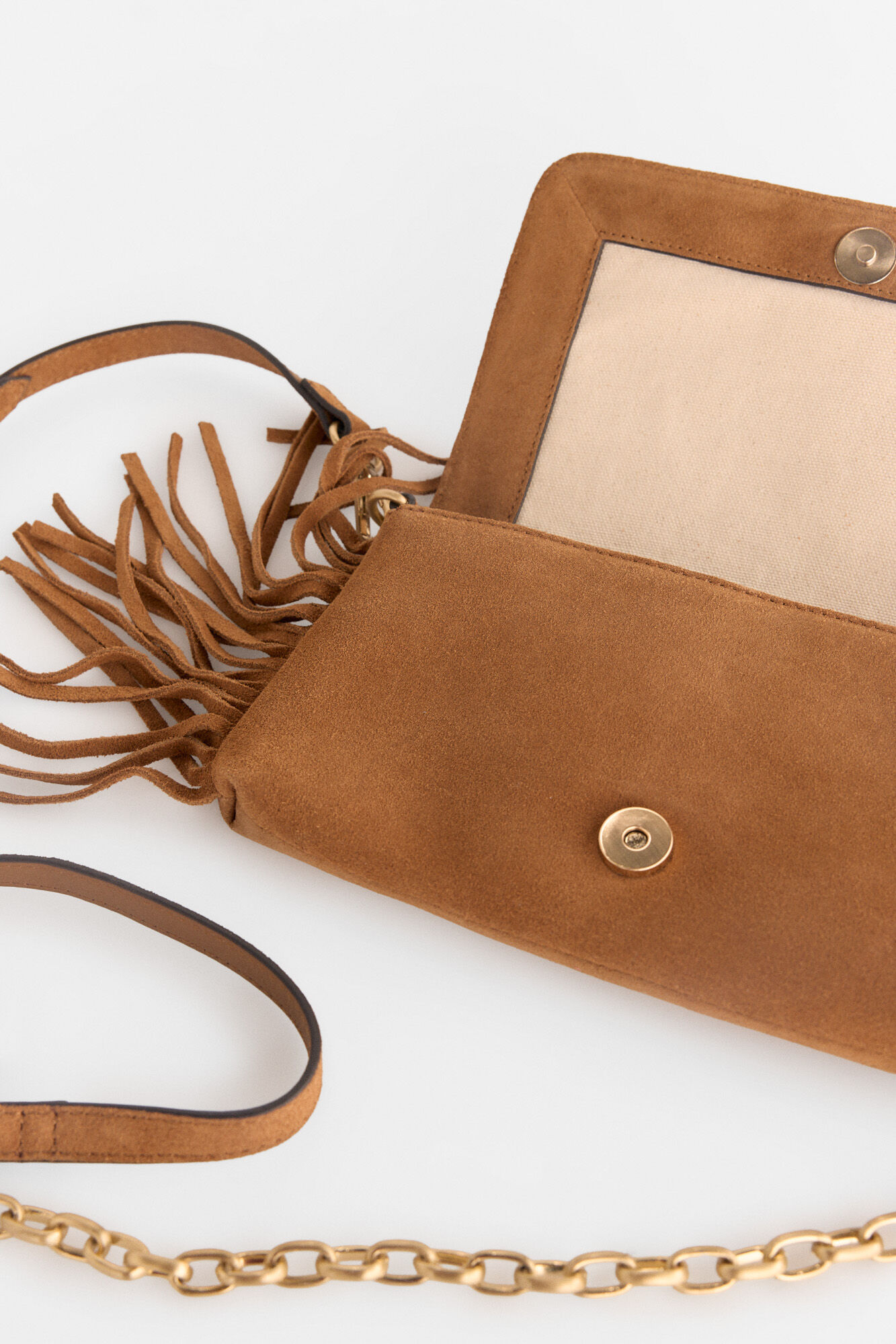 Pedro del Hierro Leather fringed crossbody Brown