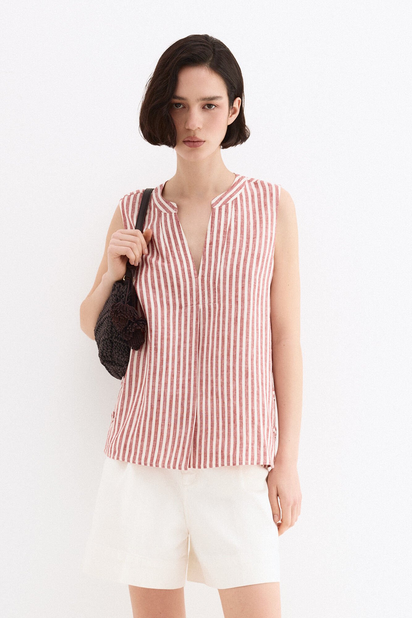 Pedro del Hierro Striped linen top Pink