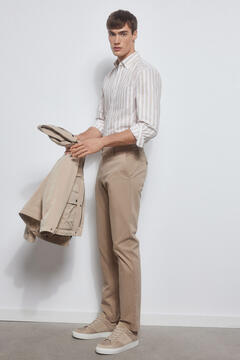 Pedro del Hierro Premium flex slim fit chino trousers Beige