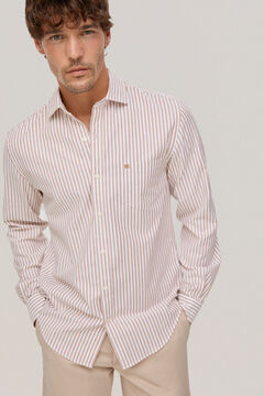 Pedro del Hierro Non-iron striped shirt with a soft finish Beige