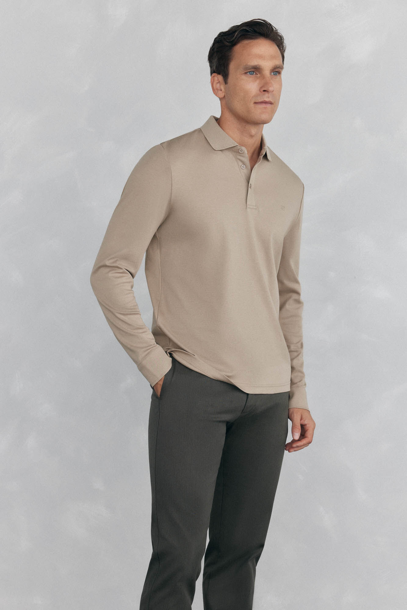 Pedro del Hierro Mercerized long sleeve polo shirt