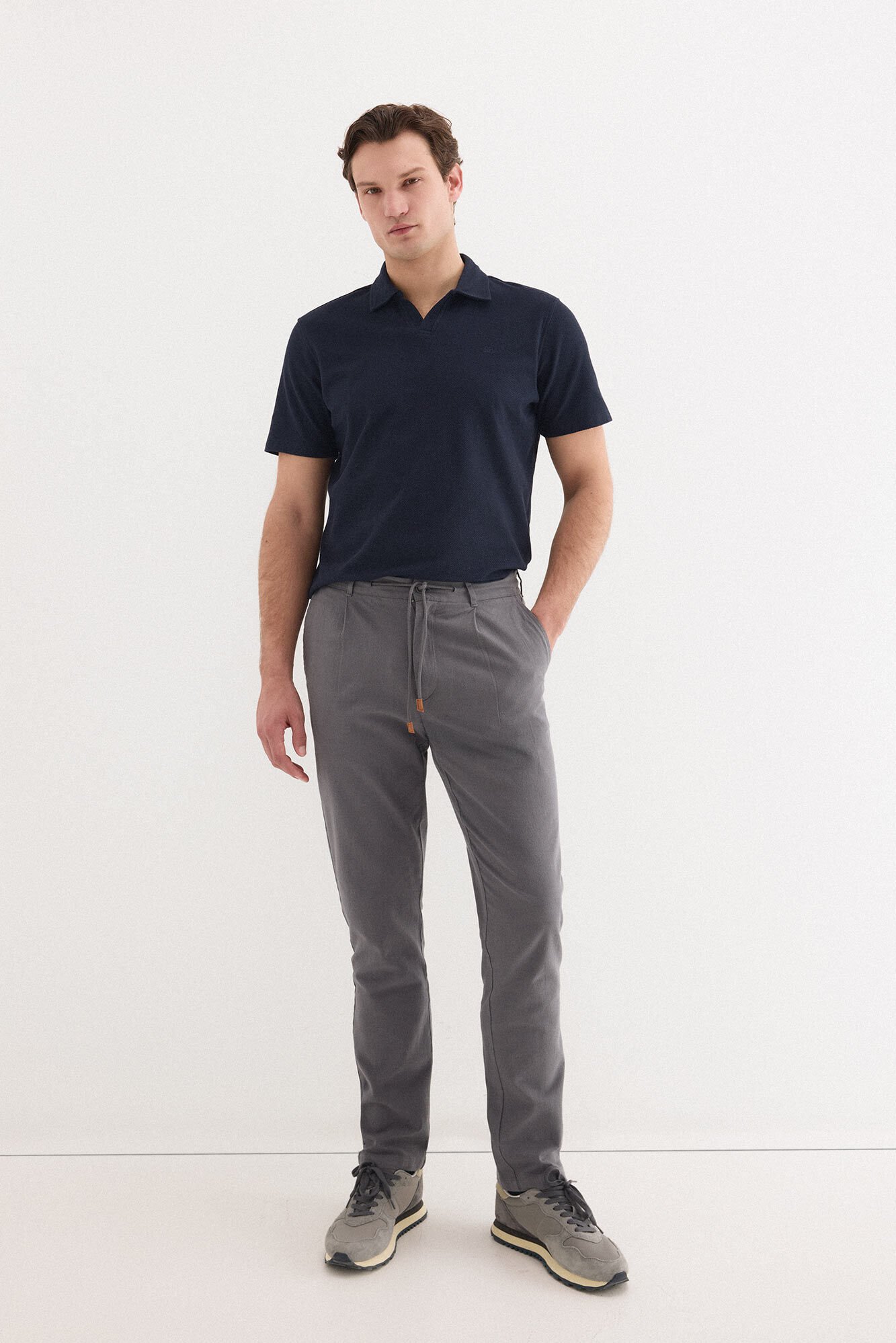 Pedro del Hierro Cotton-linen drawstring chinos