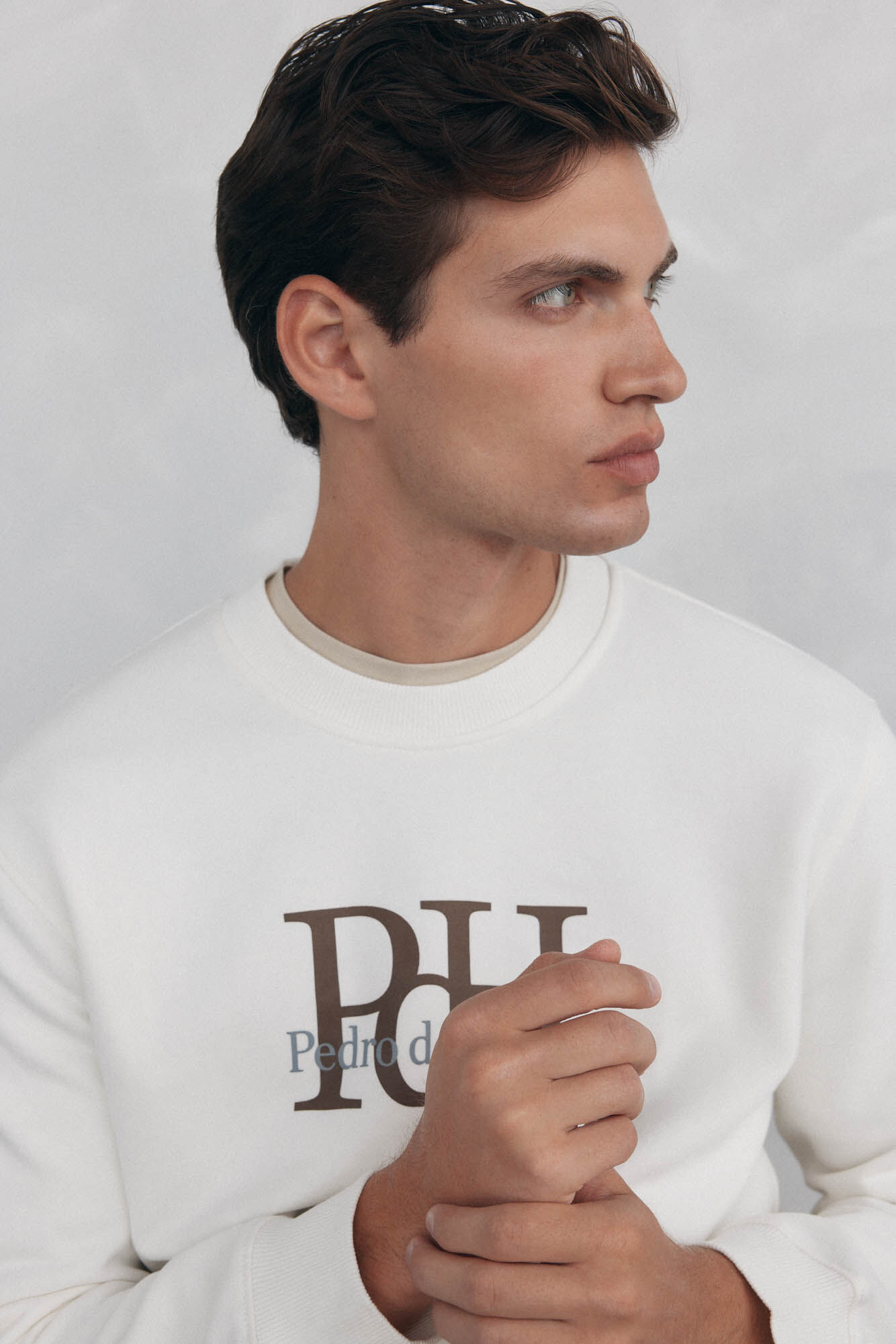 Pedro del Hierro Big logo crew neck sweatshirt White