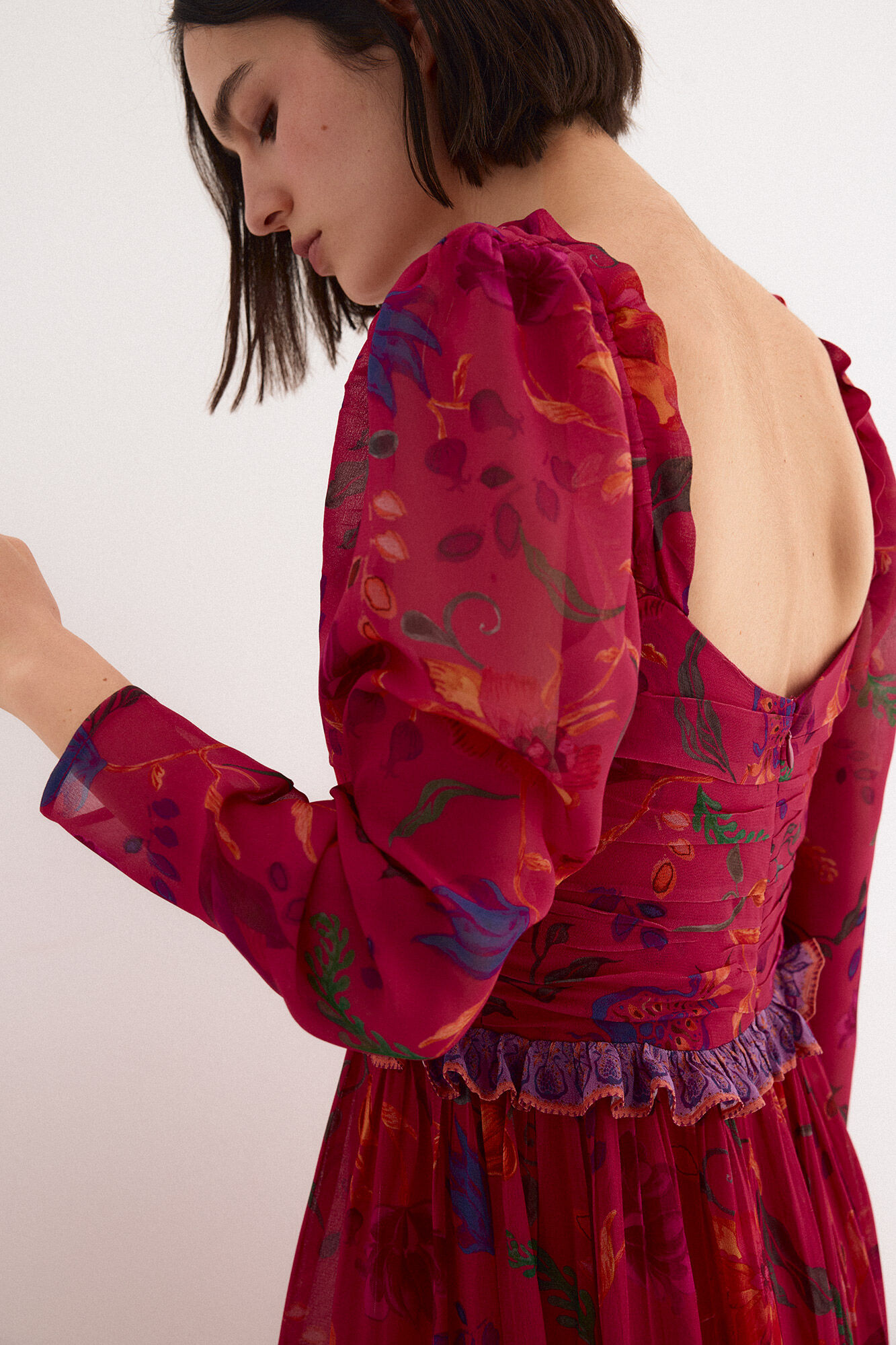 TFP by Tamara Falc&oacute; Long floral print dress Ecru