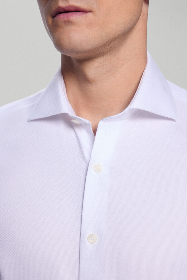 Pedro del Hierro camisa vestir gemelos estructura lisa non iron + antimanchas Blanco