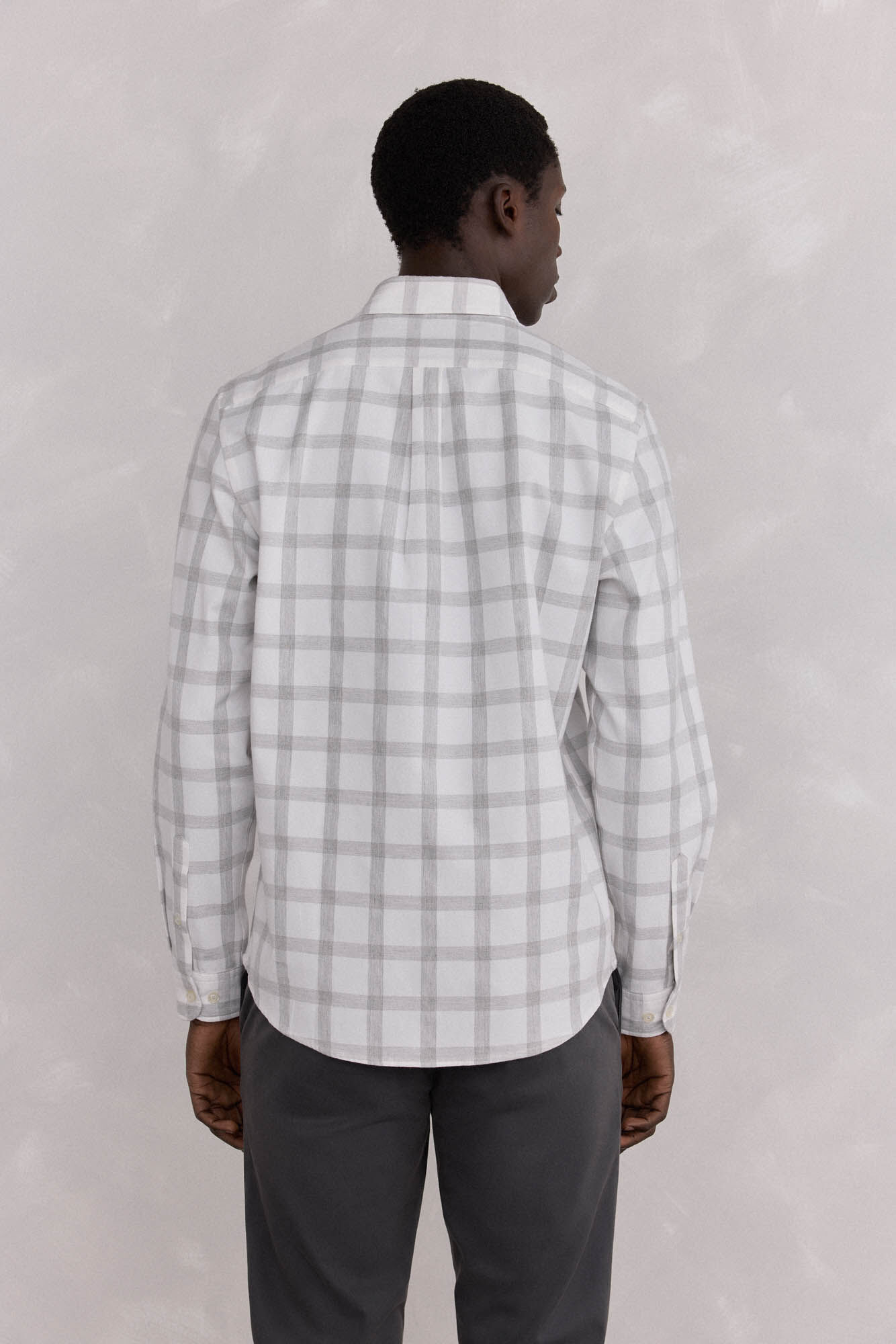 Pedro del Hierro Brushed Oxford Check Shirt Grey