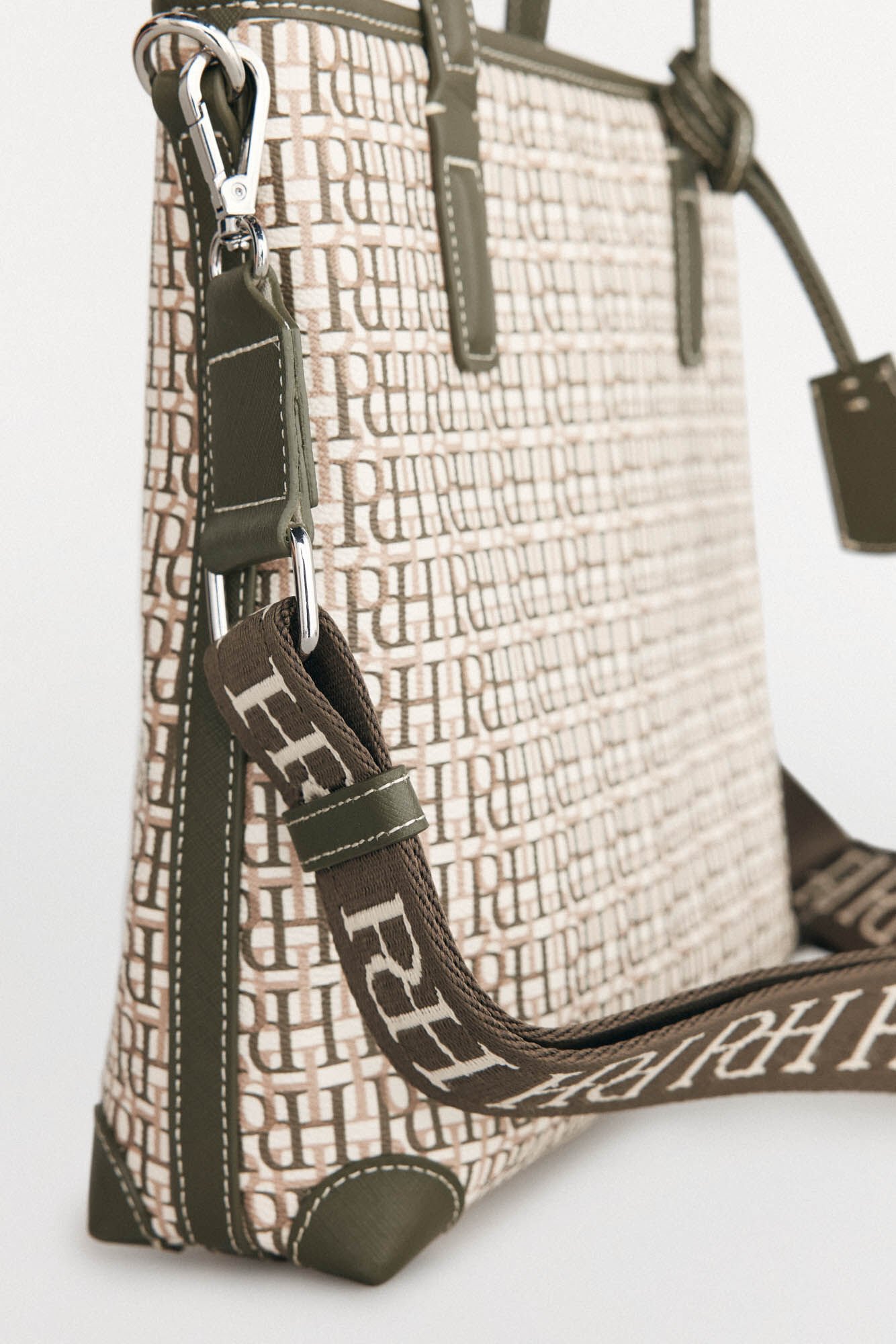 Pedro del Hierro Monogrammed mini tote crossbody bag Green