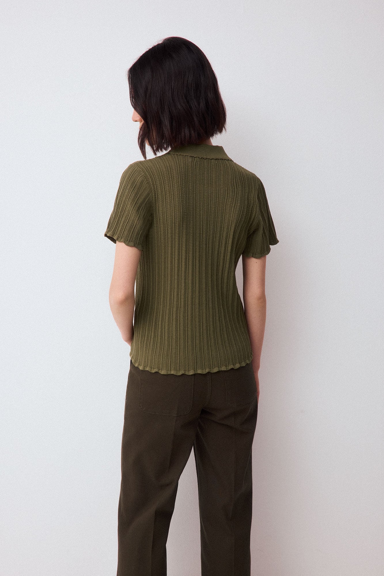 Pedro del Hierro Polo neck structure short sleeve jumper Green