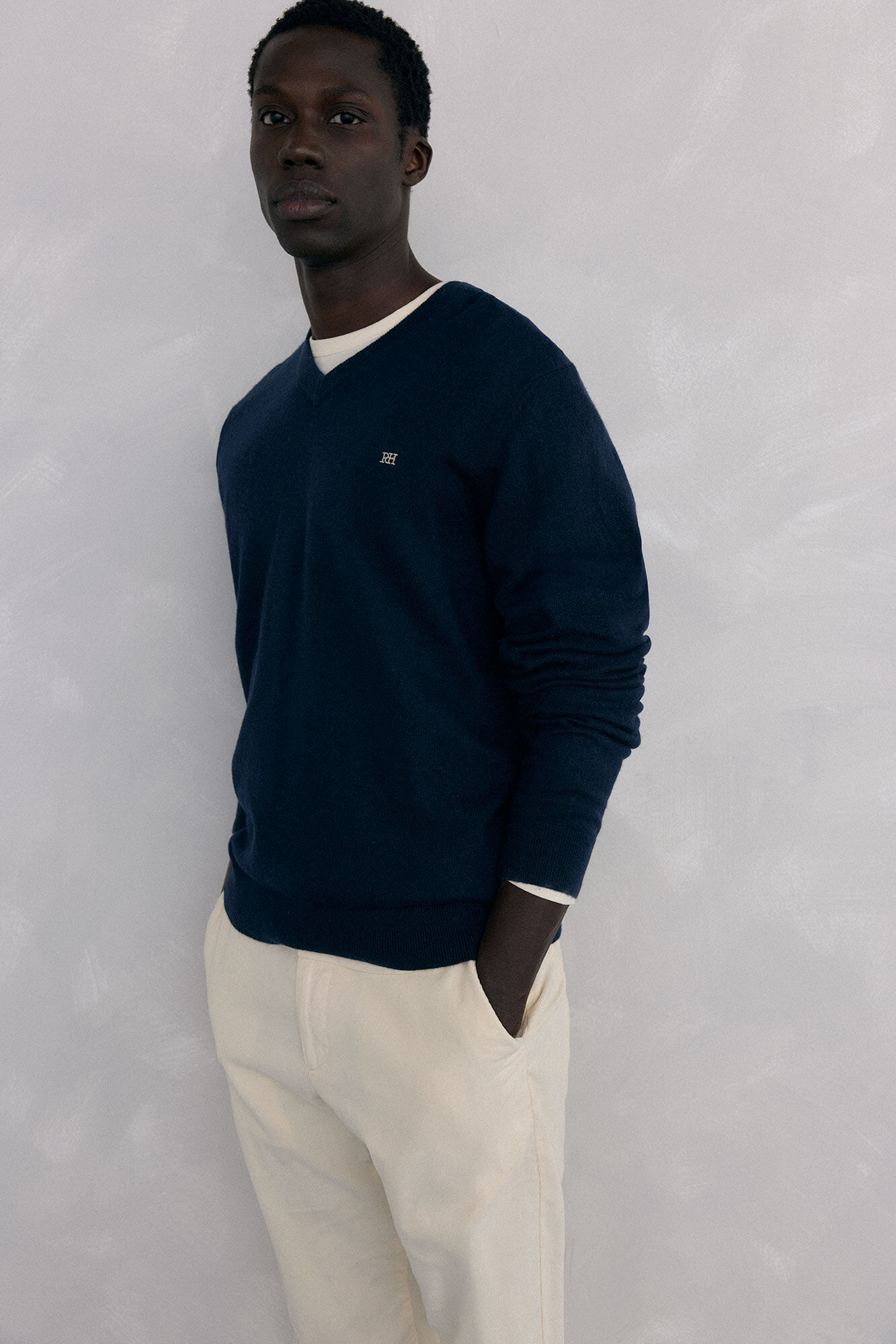 Pedro del Hierro Merino wool and cashmere V neck