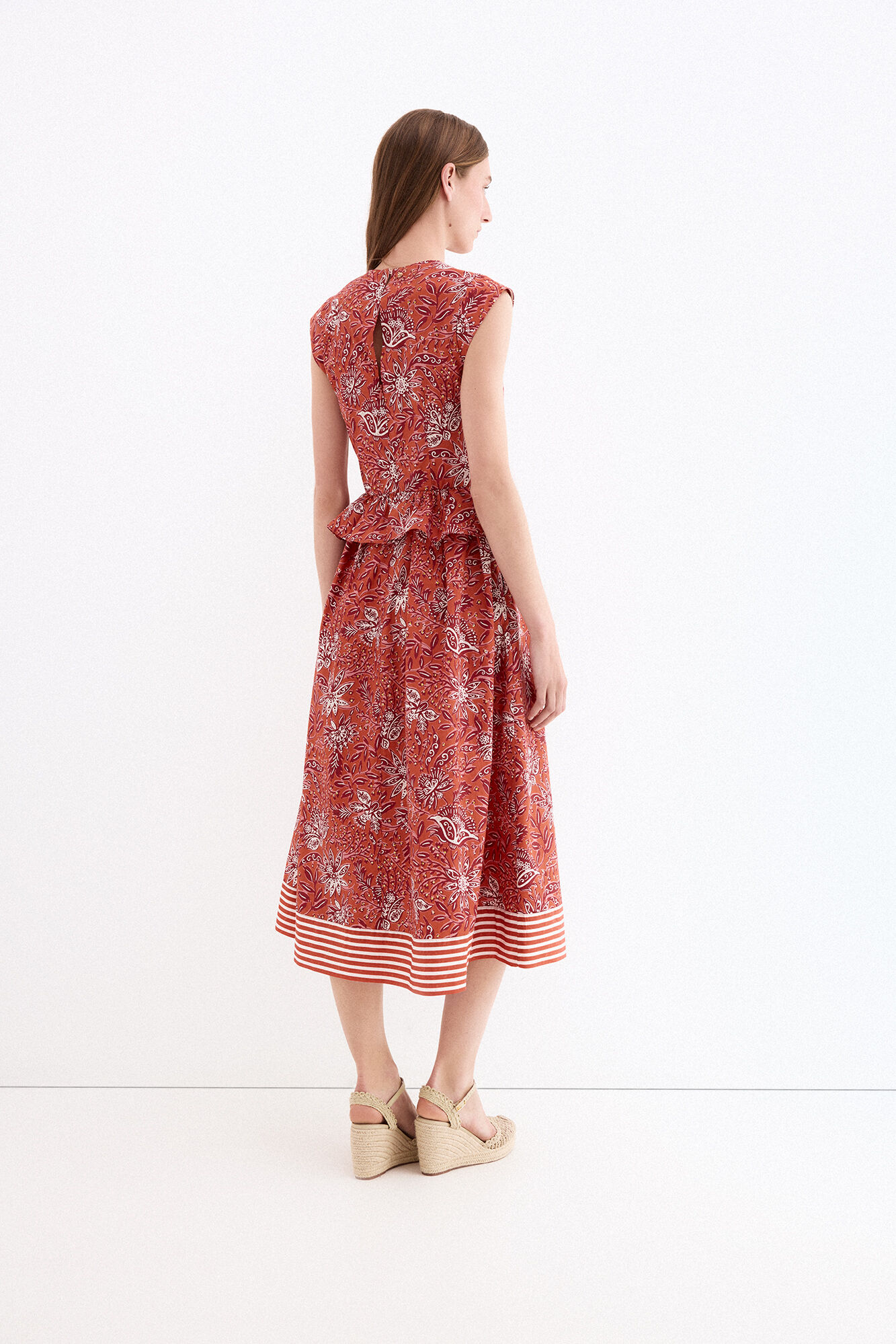 Pedro del Hierro Printed waist bow detail dress Beige