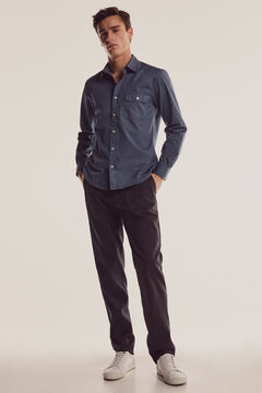 Pedro del Hierro Regular fit chinos in cotton and linen mix Blue