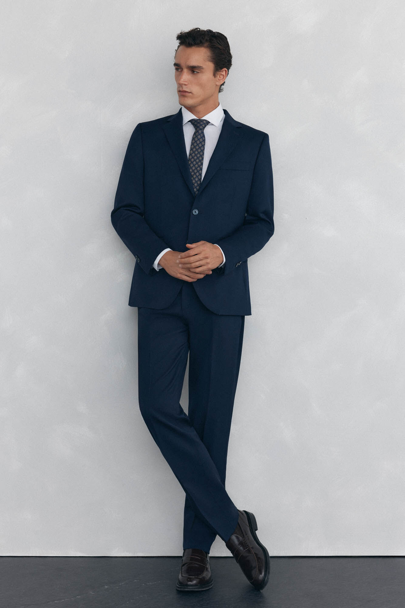 Pedro del Hierro Slim fit bi-stretch blue structured trousers