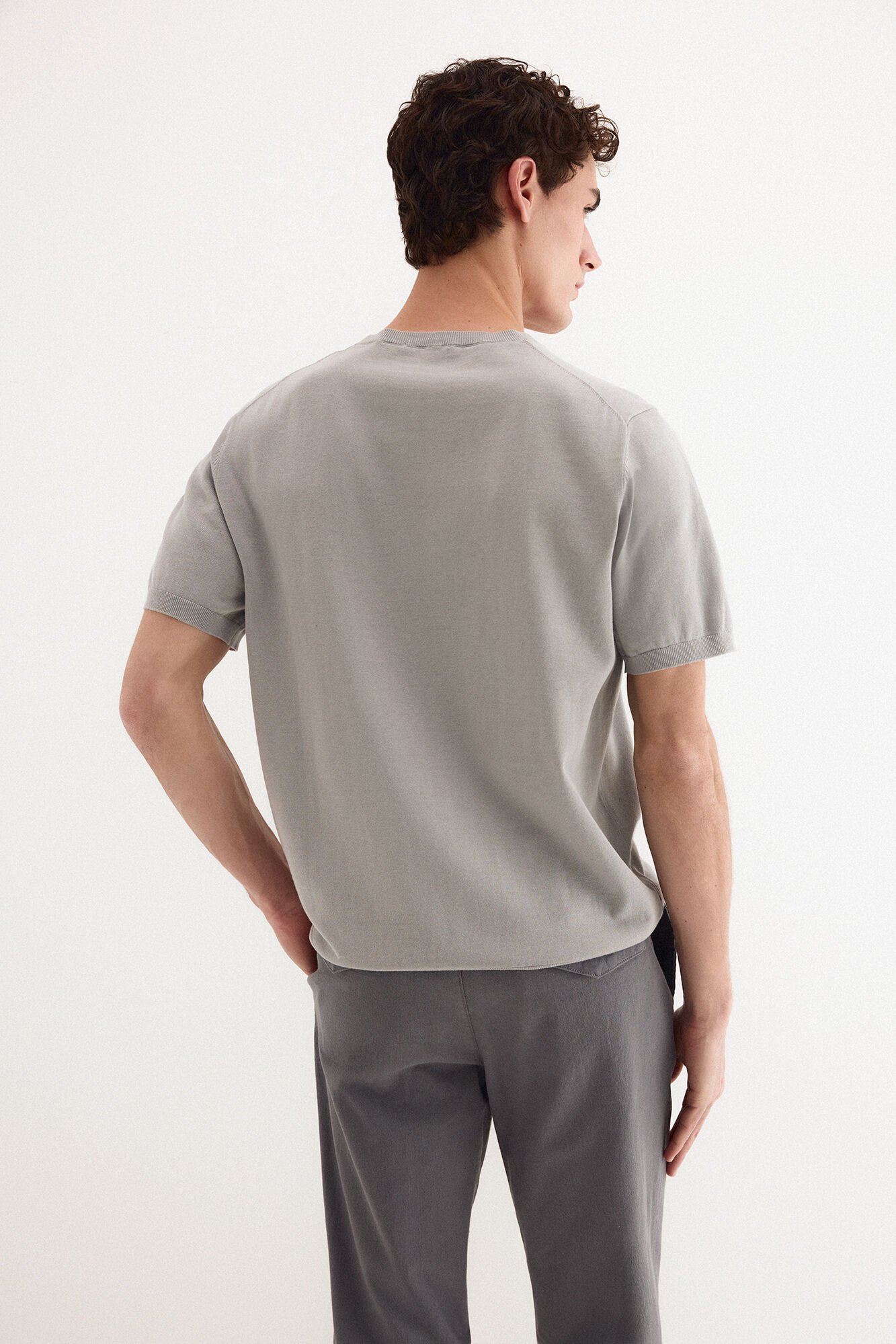 Pedro del Hierro Premium short sleeve cotton jersey T-shirt Grey