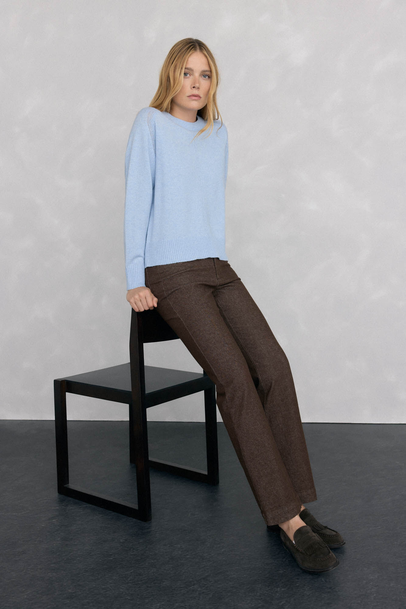 Pedro del Hierro Su&eacute;ter de l&atilde; com gola caixa Azul