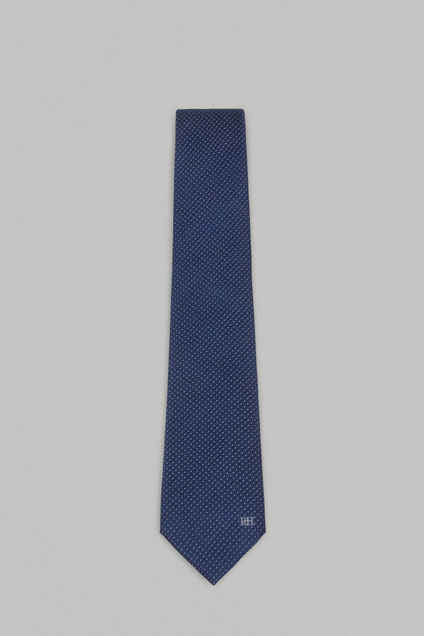 Pedro del Hierro Natural silk tie Blue