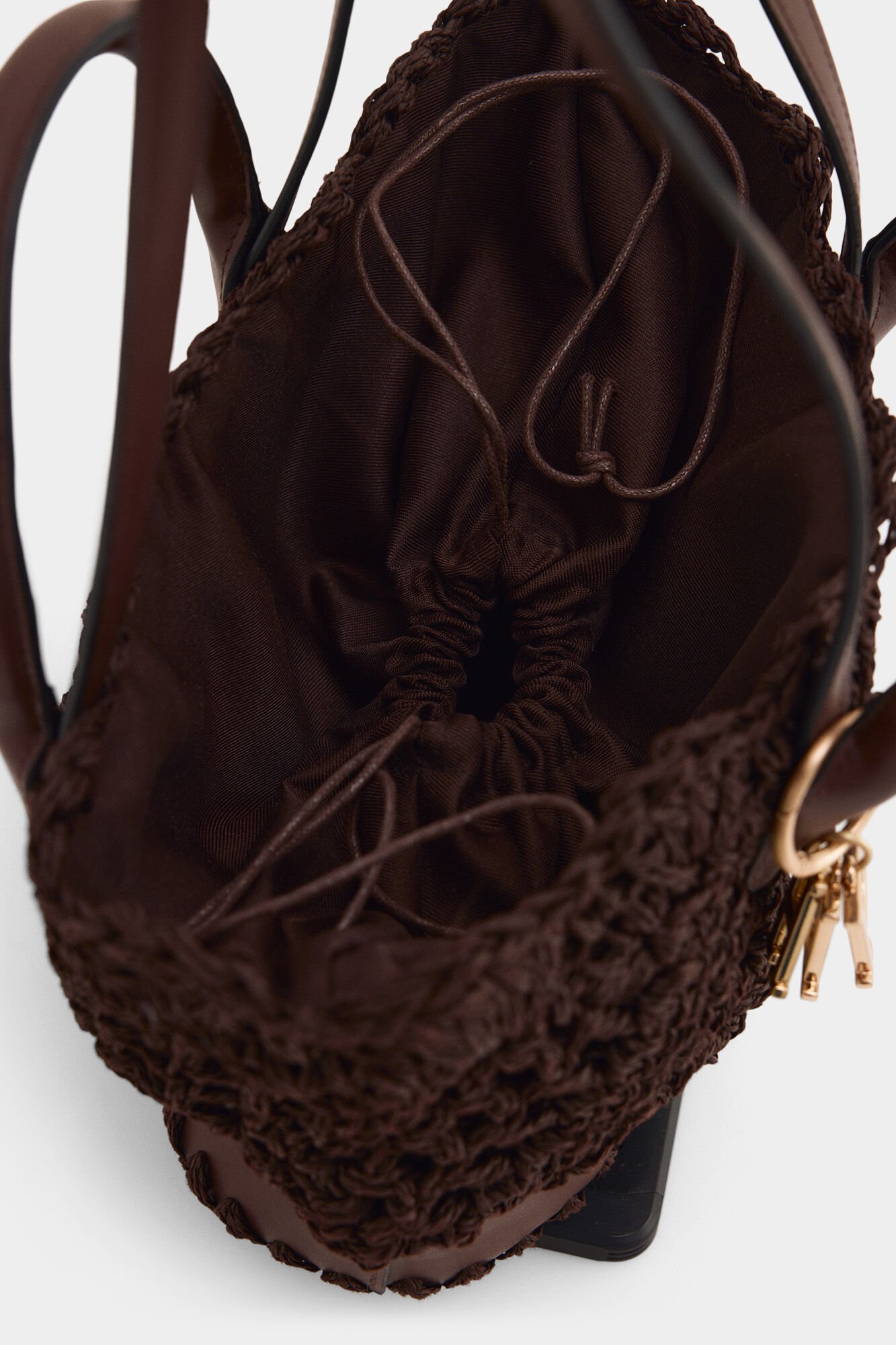 Pedro del Hierro Raffia-effect braided logo basket bag Brown