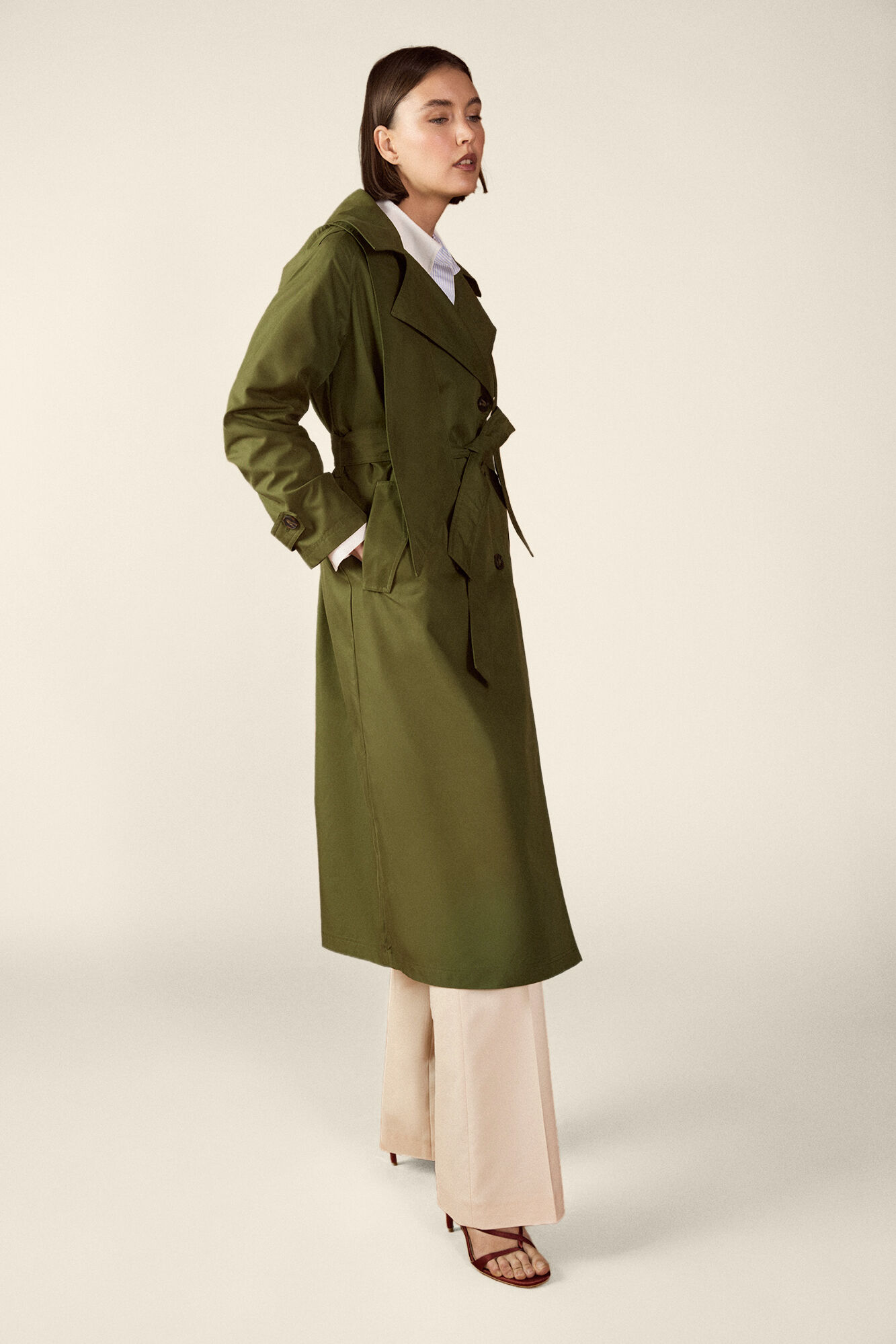 TFP by Tamara Falc&oacute; Long hooded trench coat Green