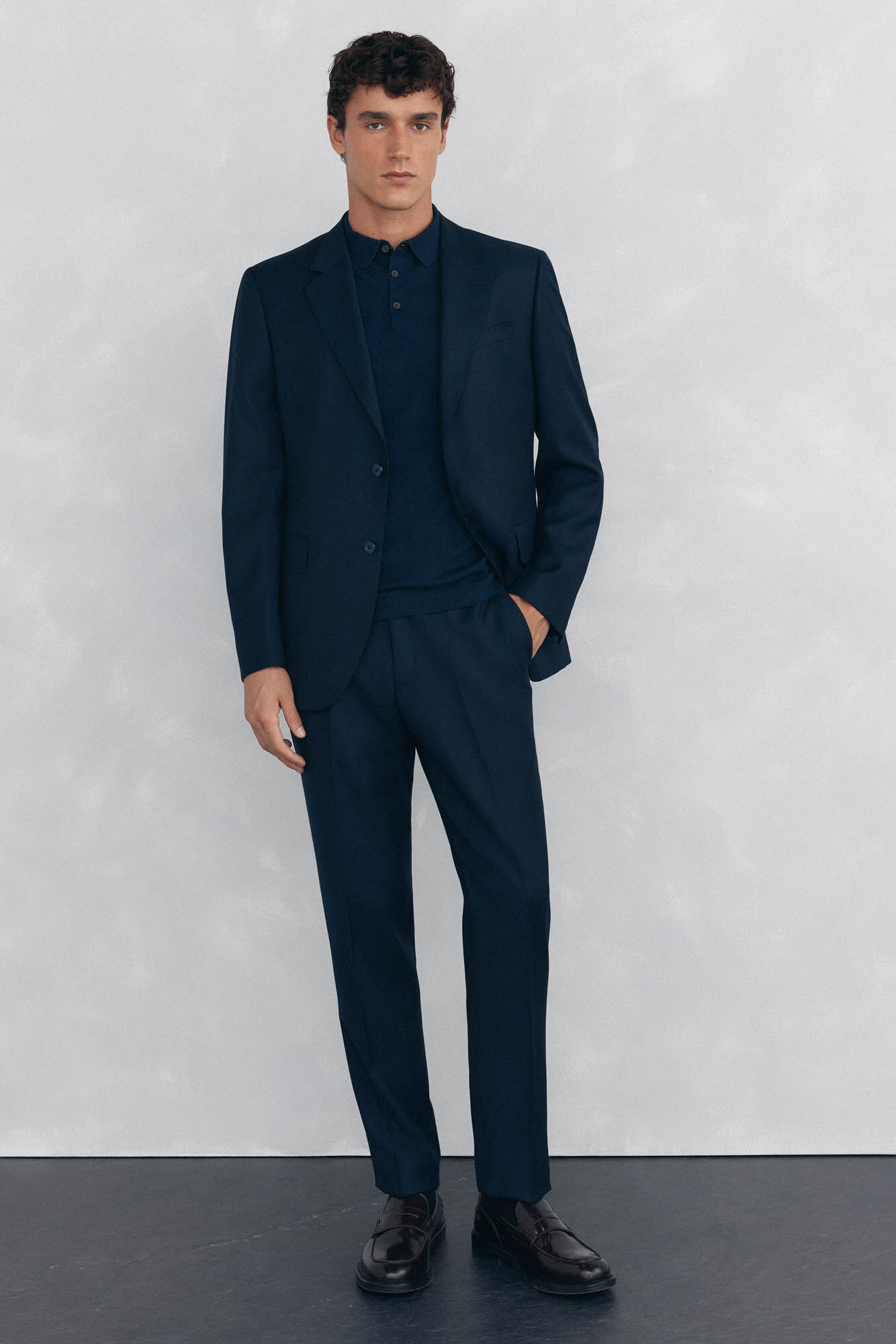 Pedro del Hierro Slim fit bi-stretch bird's eye blazer Blue