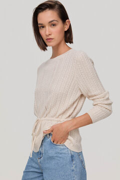 Pedro del Hierro Cable-knit jumper with belt Beige