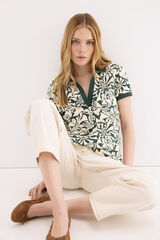 Pedro del Hierro Printed short sleeve polo shirt Green