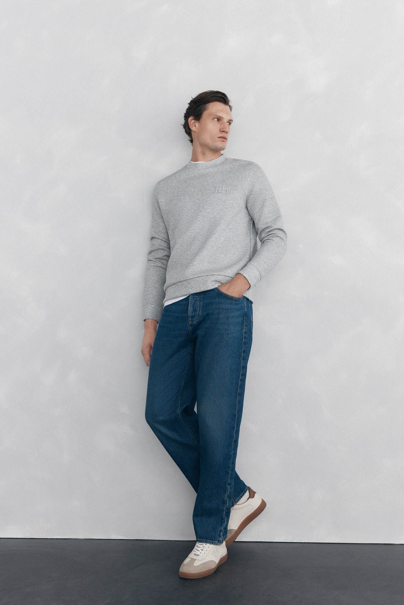 Pedro del Hierro Crew neck sweatshirt in technical fabric Grey