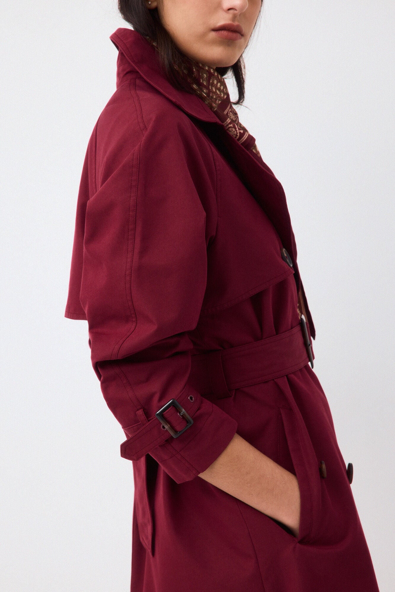 Pedro del Hierro Long trench scarf Burgundy