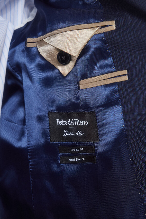Pedro del Hierro Fine-checked tailored fit blazer Blue