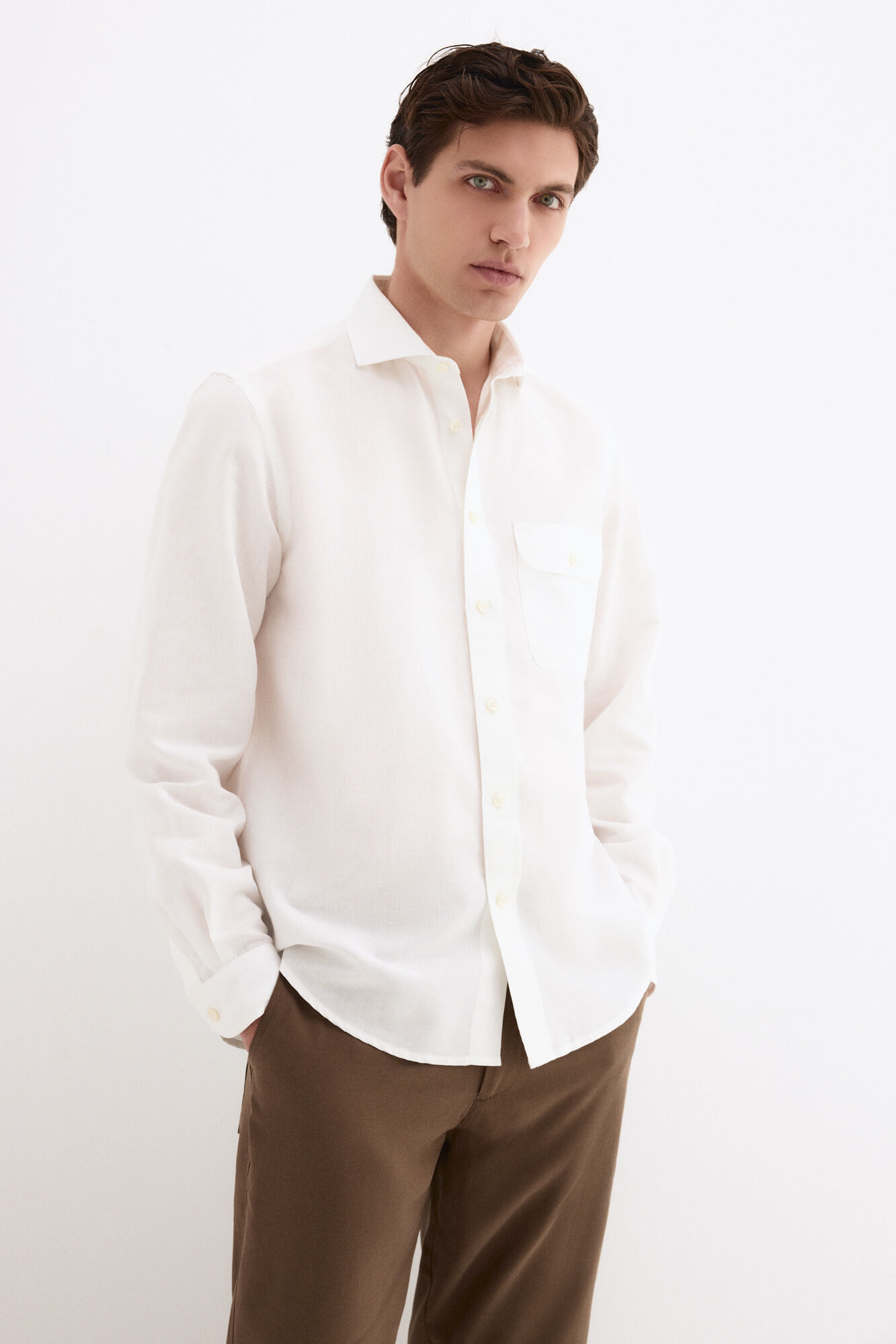 Pedro del Hierro Camisa lino bolsillos