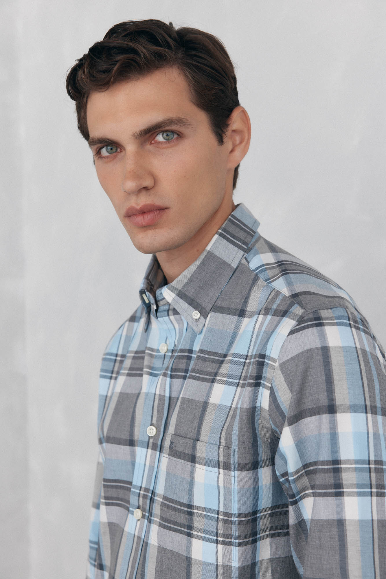 Pedro del Hierro Camisa twill cuadros Gris