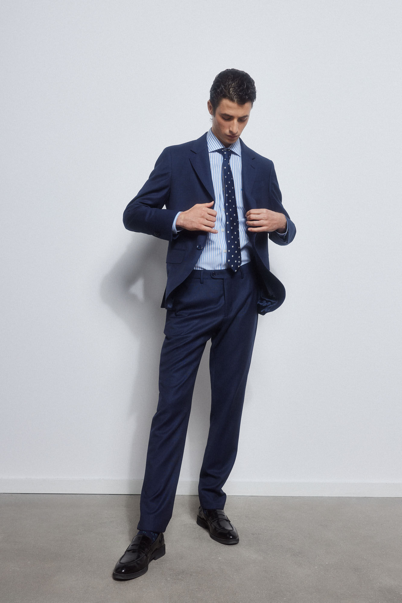 Pedro del Hierro Birdseye slim fit bi-stretch trousers Blue