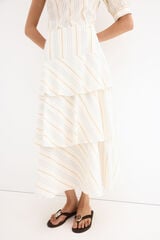 Pedro del Hierro Long tiered skirt Beige