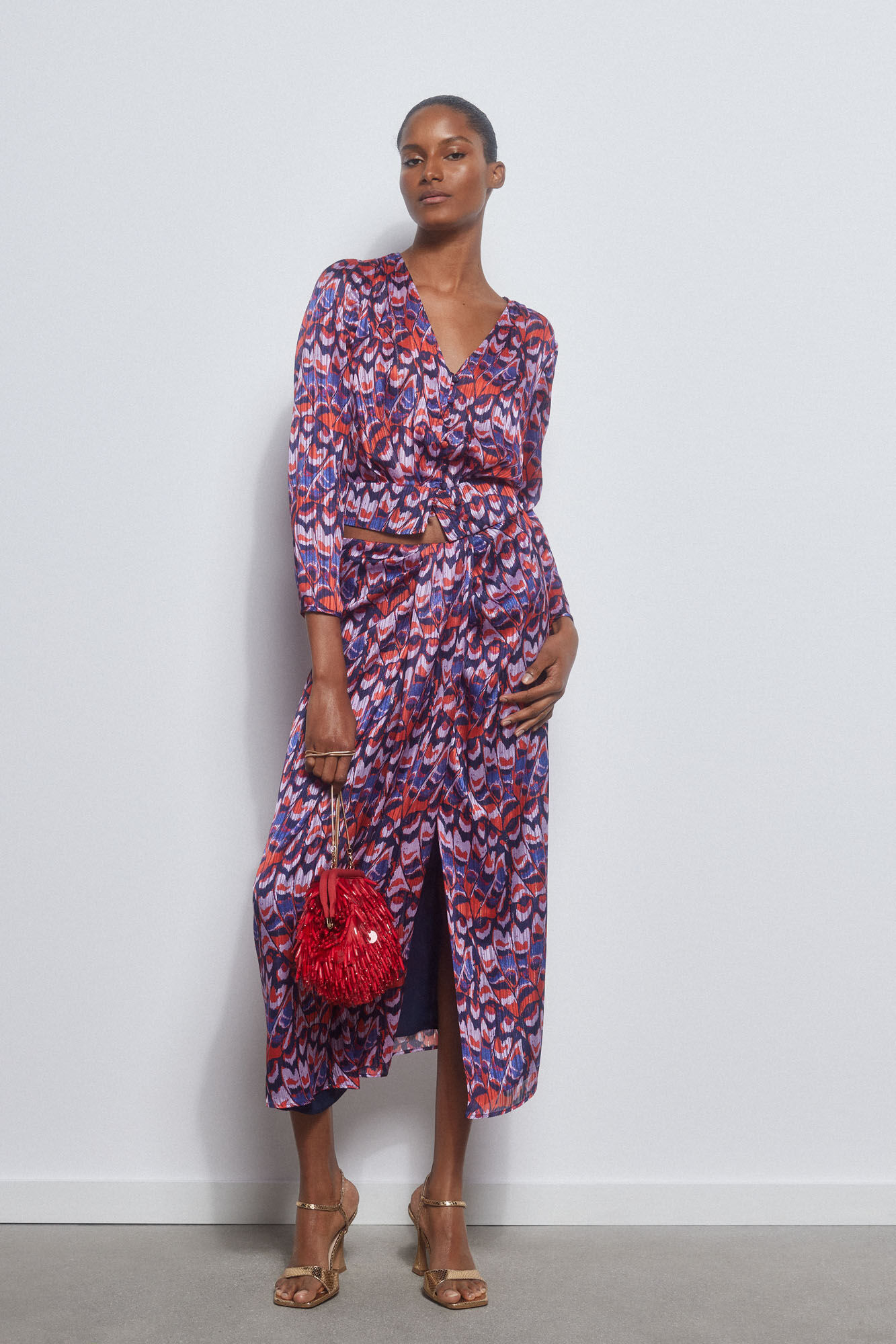 Pedro del Hierro Falda estampada detalle frunce