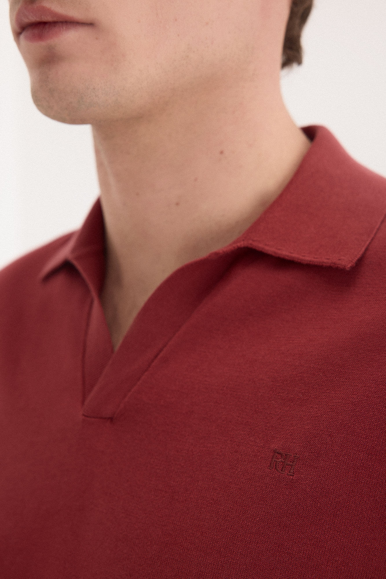 Pedro del Hierro Camisola polo premium manga curta em algod&atilde;o Bordeaux