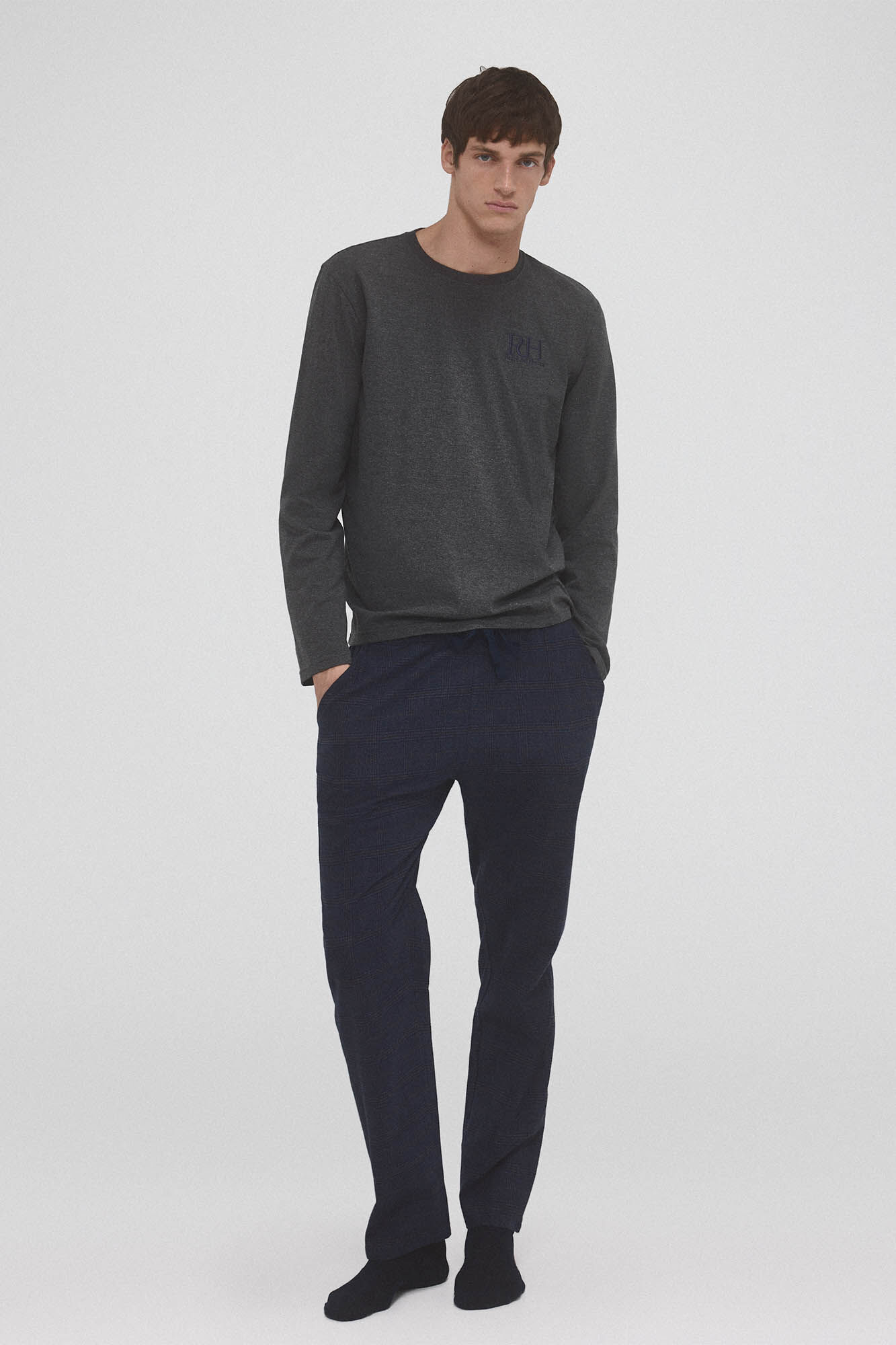 Pedro del Hierro Set de pijama punto y tela Azul