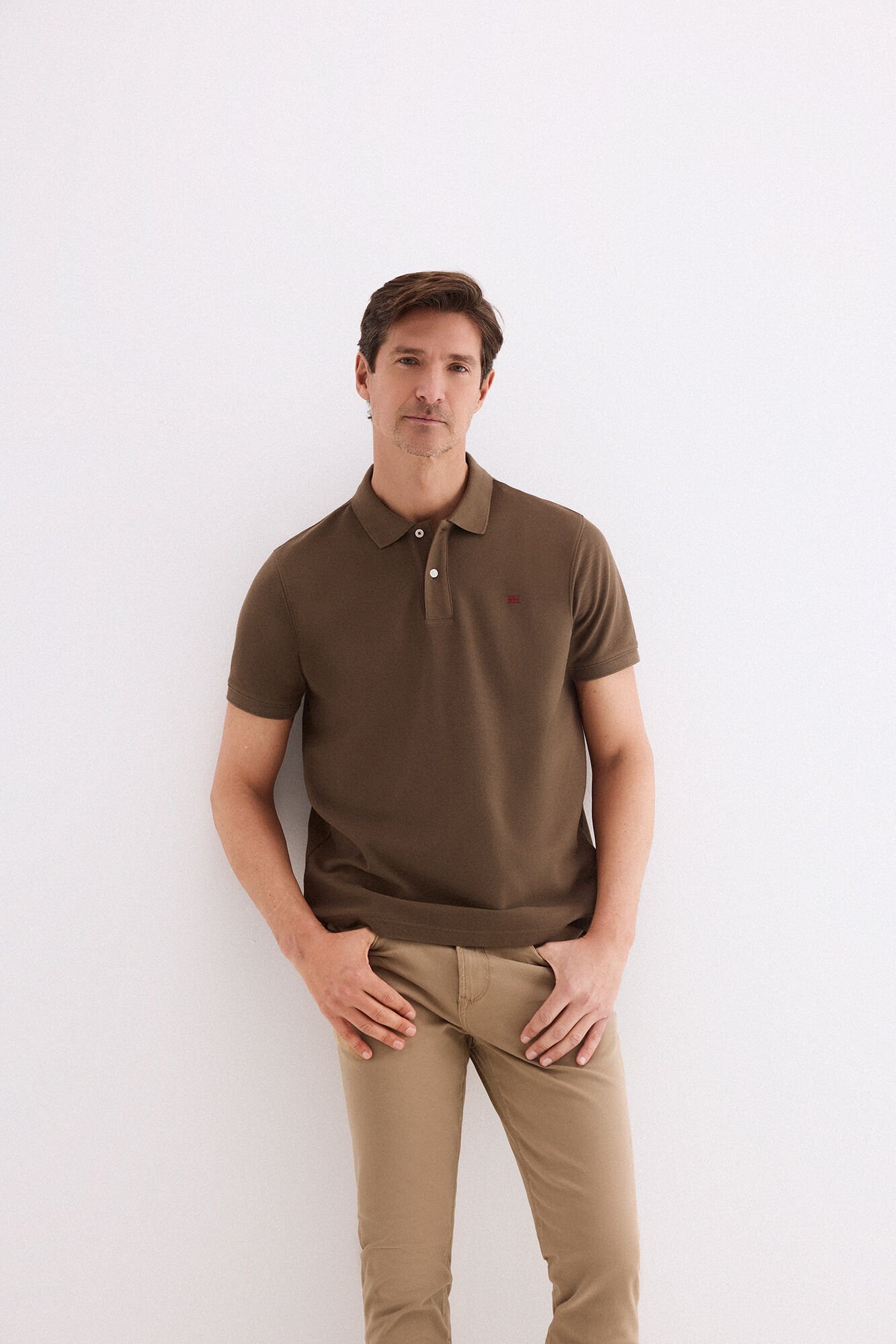 Pedro del Hierro Basic piqu&eacute; polo shirt Brown