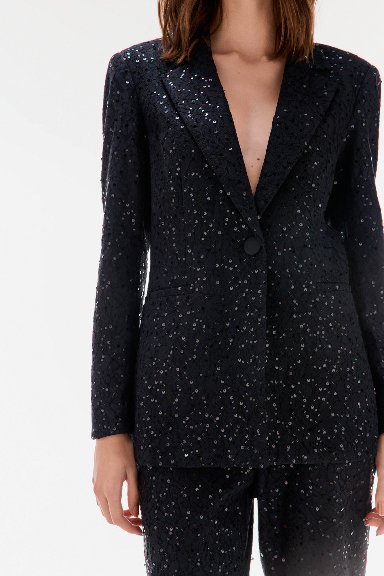 TFP by Tamara Falc&oacute; Sequin fitted blazer Black