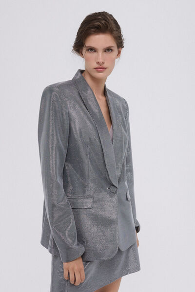 Pedro del Hierro Metallic tuxedo blazer Grey