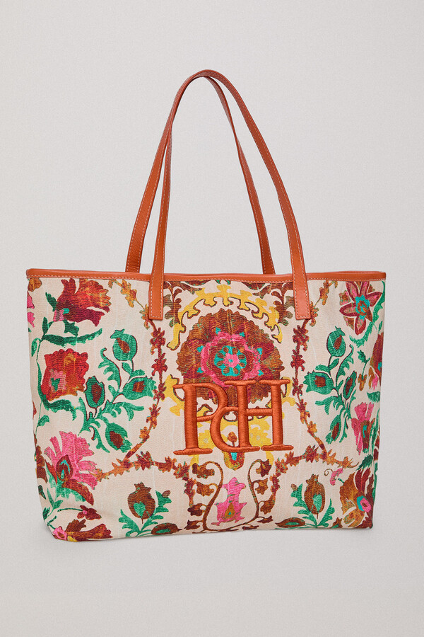 Pedro del Hierro Shopper bag in floral print fabric and leather Several