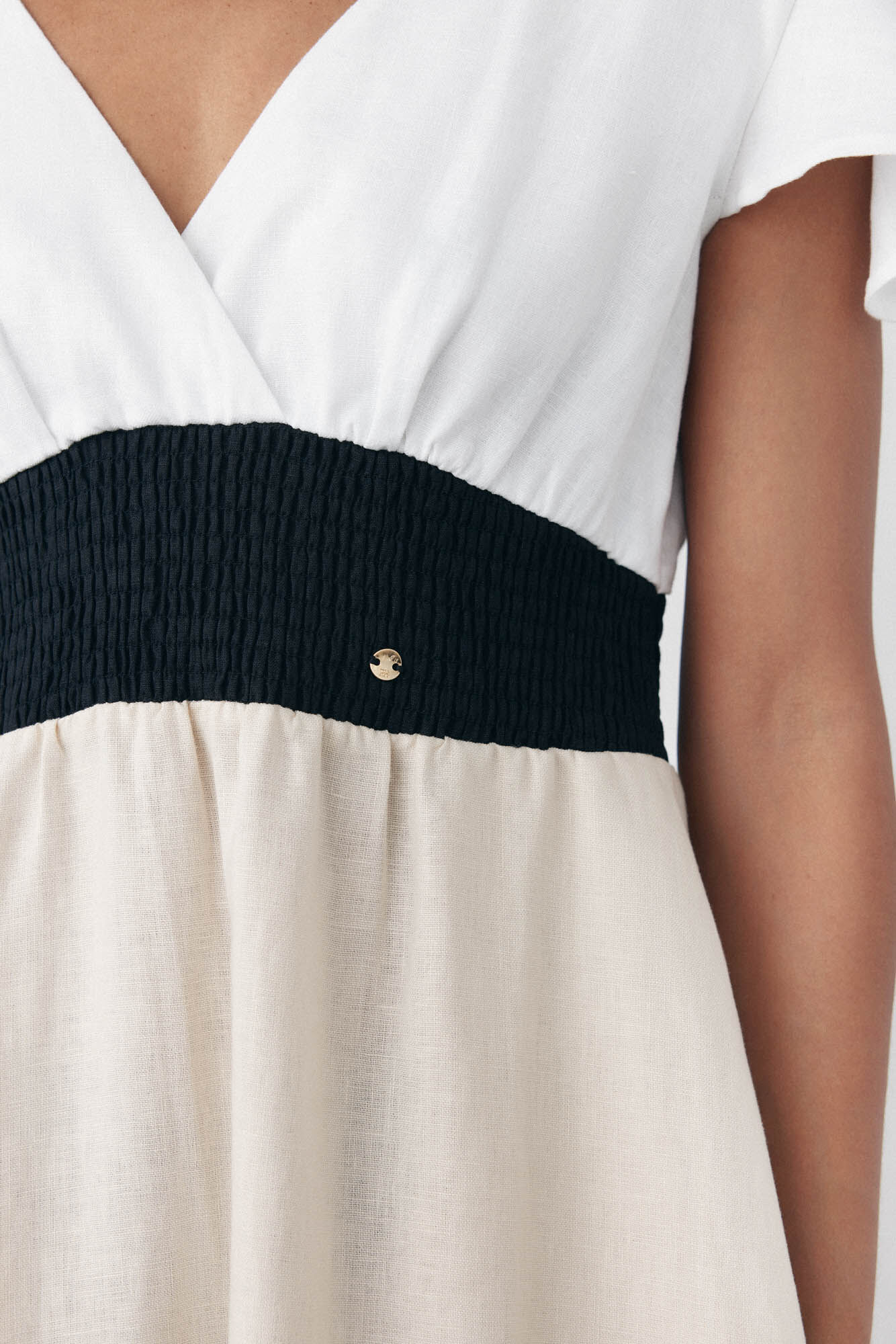 Pedro del Hierro Fluid contrast linen dress Brown