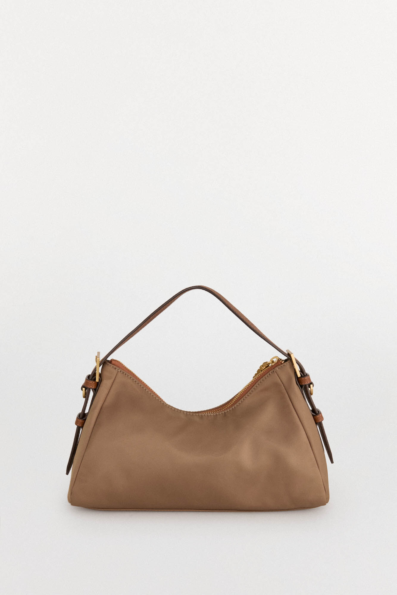 Pedro del Hierro Nylon shoulder bag with zip fastening Beige