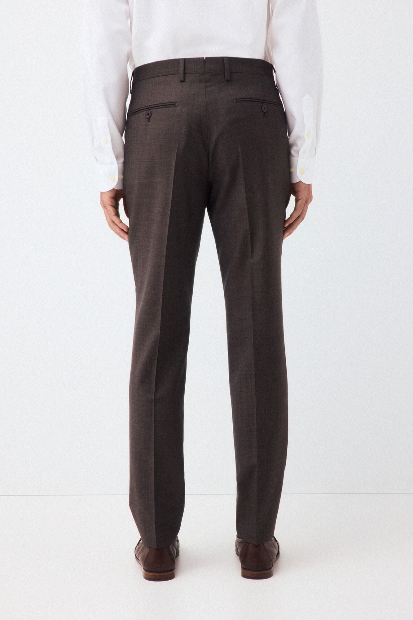 Pedro del Hierro Tailored high-waisted serge trousers Brown