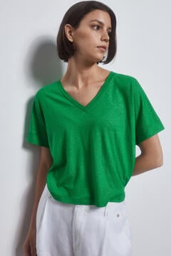 Pedro del Hierro Camiseta manga codo lurex Verde