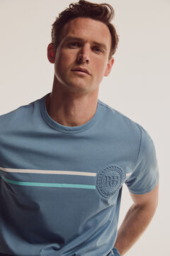 Pedro del Hierro T-shirt with stripes across the chest Blue