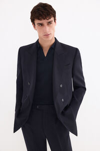 Pedro del Hierro Bi-stretch canvas double-breasted slim fit blazer