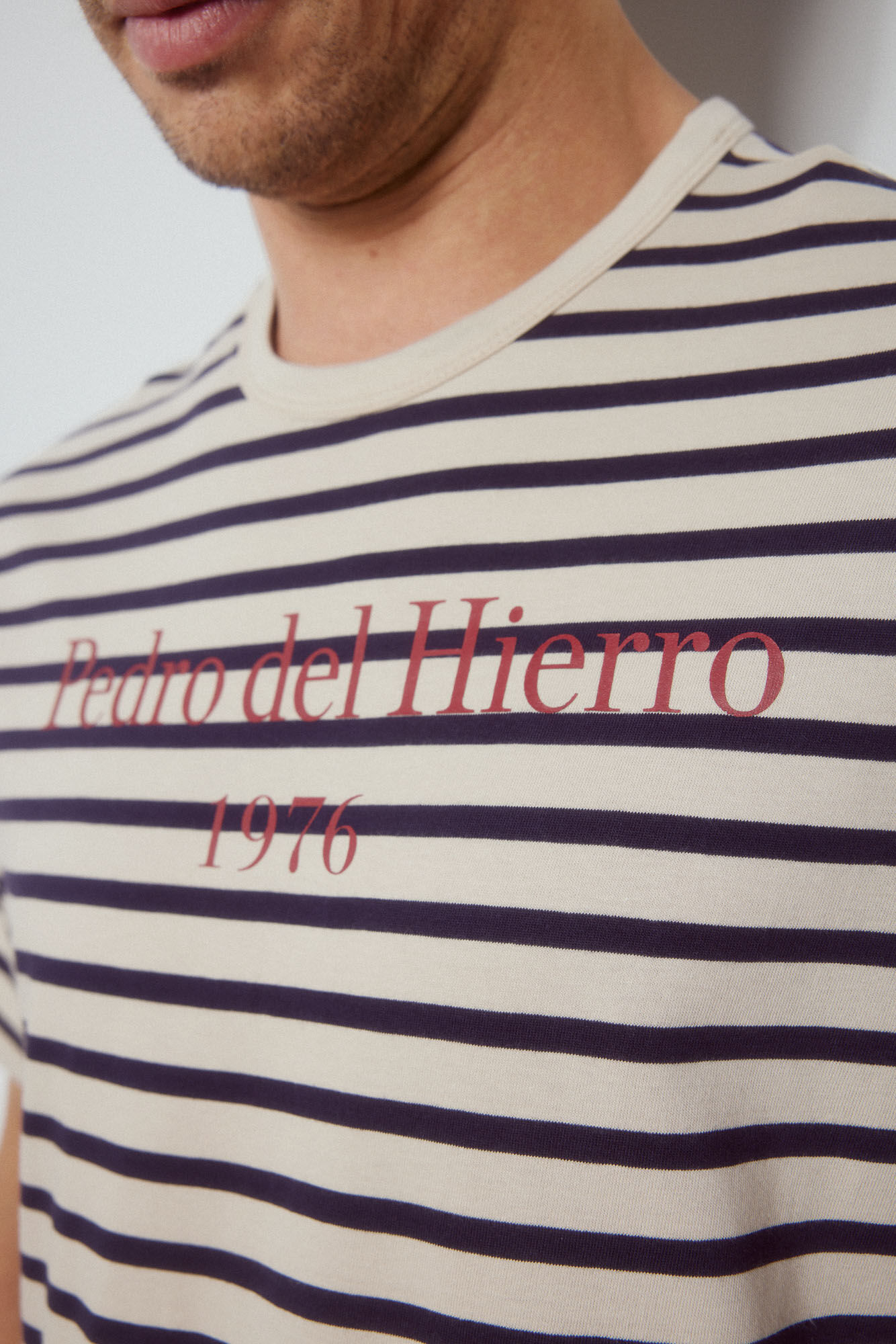 Pedro del Hierro Camiseta de rayas logo Azul