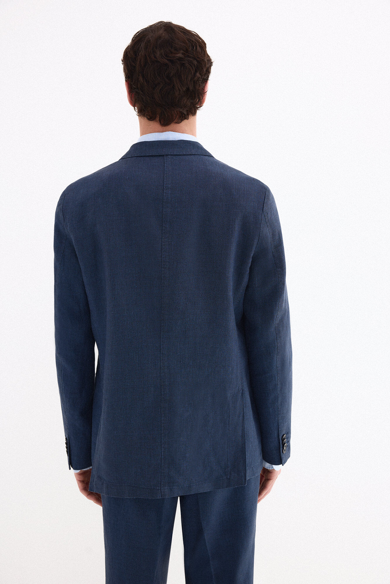 Pedro del Hierro Coordinated linen blend blazer Blue