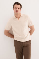 Pedro del Hierro Camisola polo premium manga curta em algod&atilde;o Beige